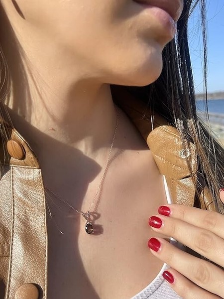 Alternate view of Rose Gold Plated Lab Created Chocolate Smoky Quartz Stud Pendant