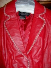 Jacket Red Leather Jerry Lewis Fall Winter Misses Size Medium New