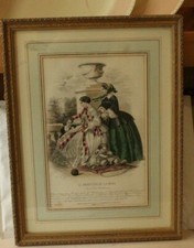 LE MONITER DE LA MODE parisian french FASHION PLATE 19TH CENTURY  NO 465 framed