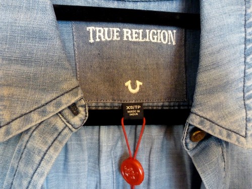 True Religion Utility Shirt Dress Indigo Soft Chambray New with Tag - XS $159 - Picture 7 of 10