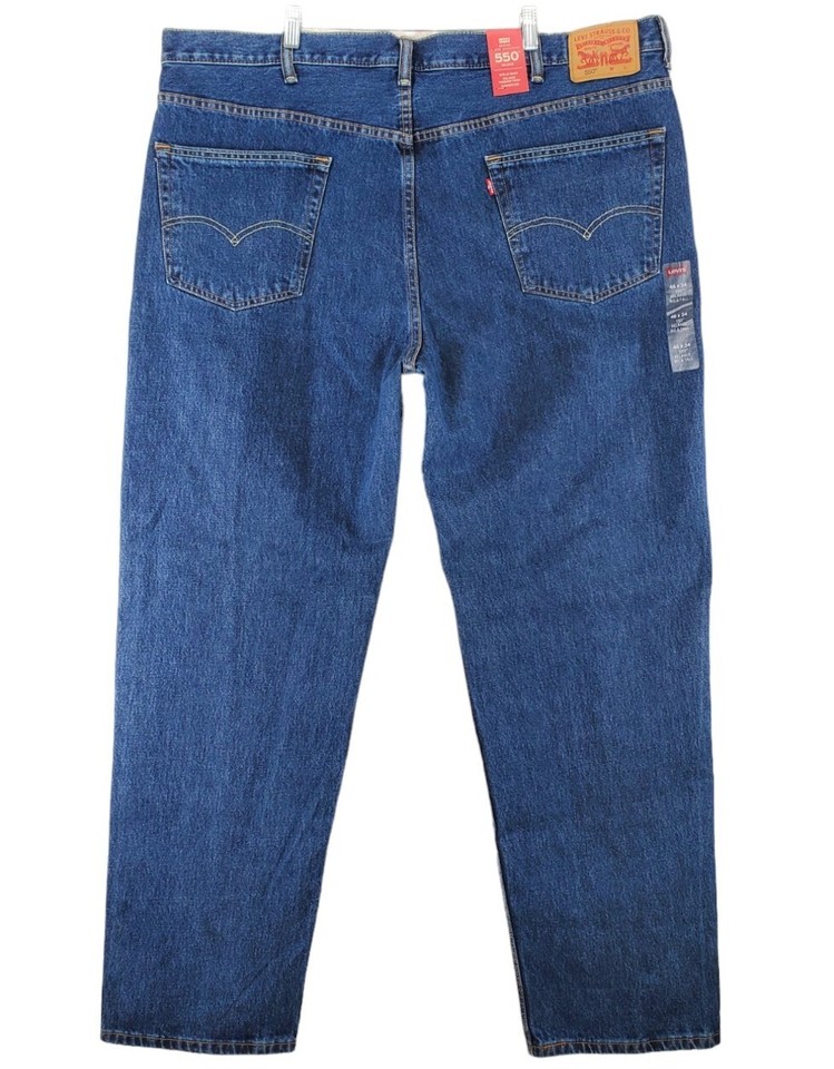 Levis 550 Blue Jeans Mens 46x34 Big Tall Relaxed Hi Rise Wide Tapered