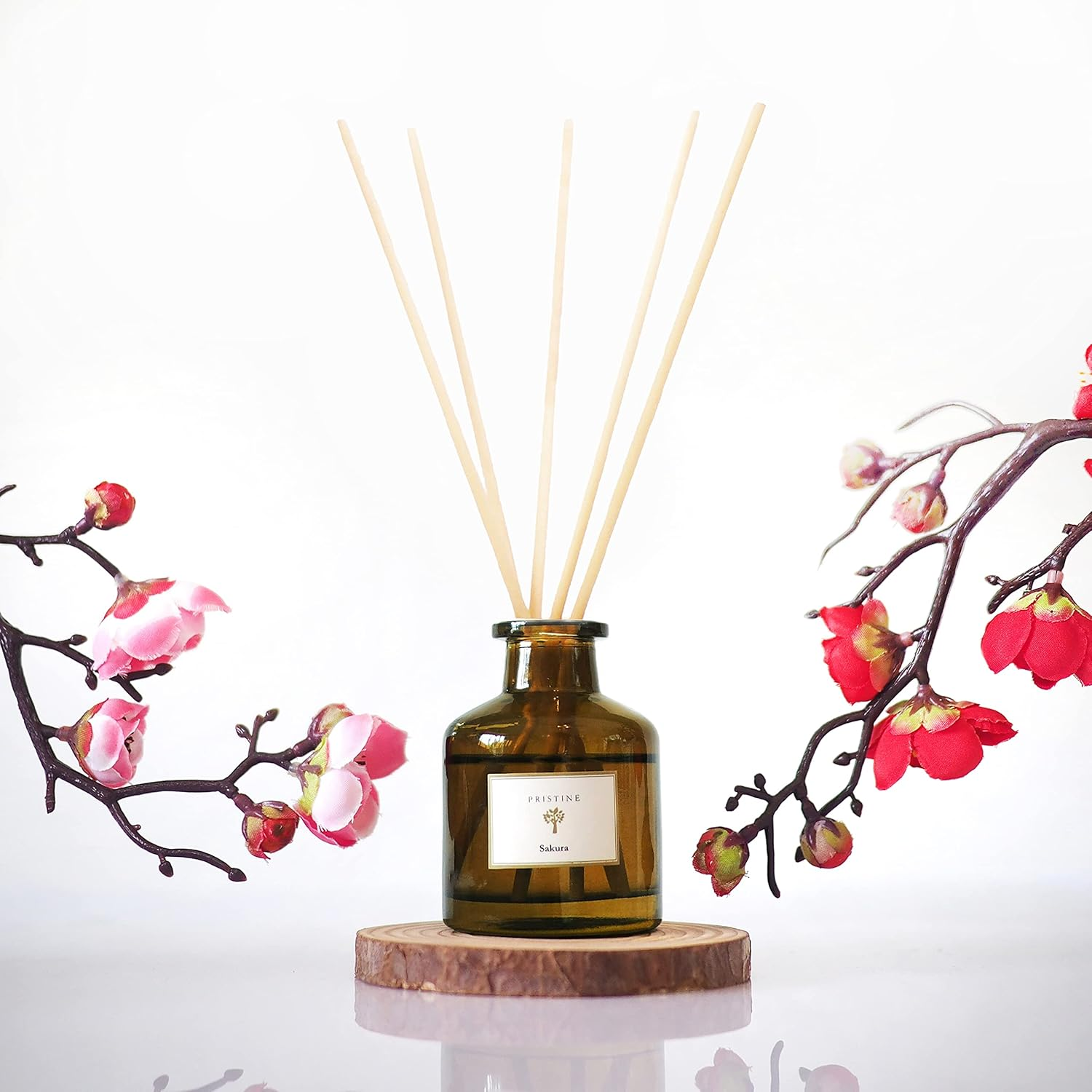 Cherry Blossom Flower Reed Diffuser for Home | Smokey Sakura Oil Diffuser & Reed