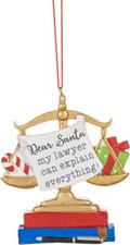 Scales Of Justice Dear Santa Lawyer Christmas Ornament