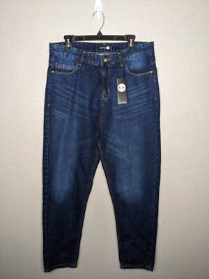 NWT Boohoo Womens US 14 Dark Blue Basic 5 Pocket Pant Petite Mom Jeans