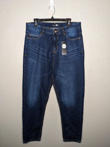 NWT Boohoo Womens US 14 Dark Blue Basic 5 Pocket Pant Petite Mom Jeans