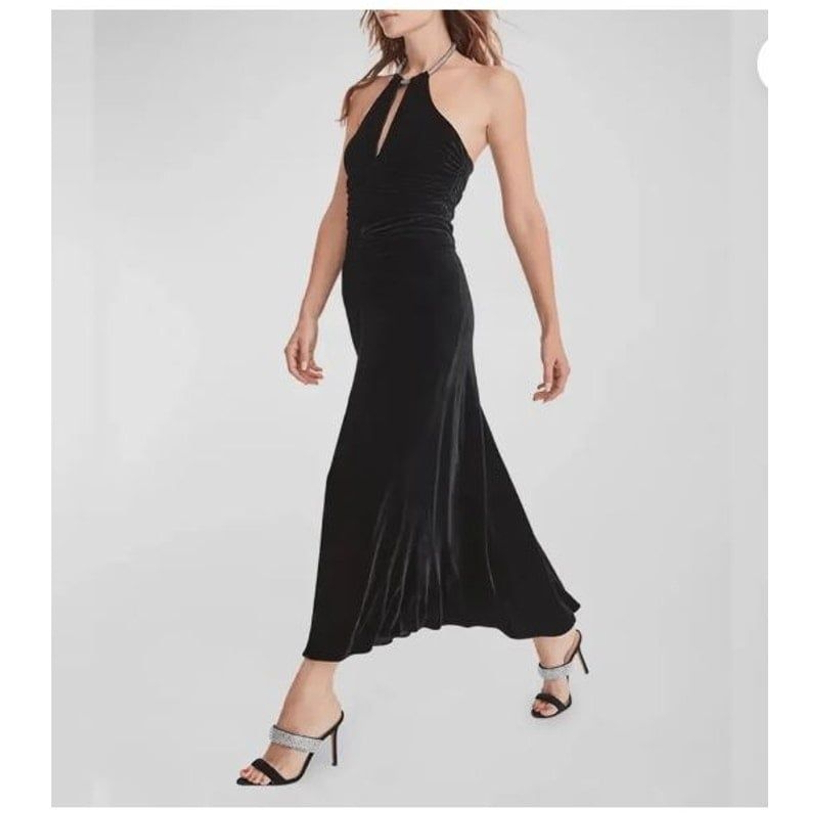 Veronica Beard Josette Velvet Chain Halter Maxi Gown Dress Sz 6 NWt 798