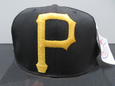 VINTAGE Pittsburgh Pirates Hat Cap Snap Back Black Block Head 