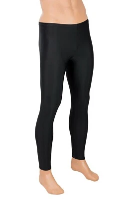 Herren Leggings matt schwarz stretch hauteng lange elastische Sporthose - Bild 1 von 3