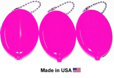 PINK OVAL SQUEEZE COIN PURSES MONEY CHANGE PURSES 3 UNITS MADE IN USA
