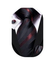 Mens Paisley Striped Tie and Handkerchief Cufflinks Tie Set for Men Wedding B...