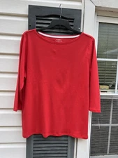 NWT Talbots Pretty Red Ballet Neck 3/4 Sleeve Top 3X 22W 24W