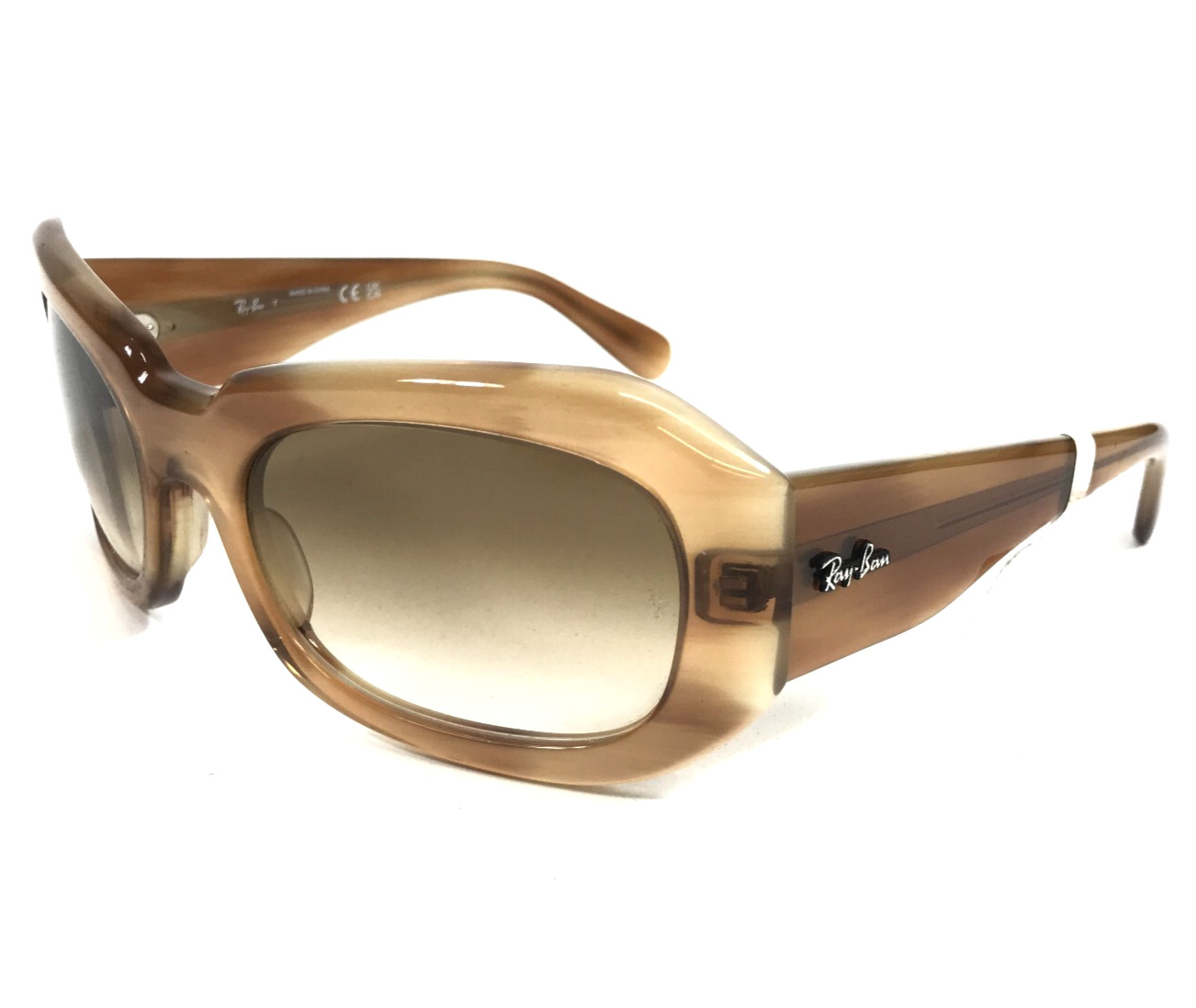 Солнцезащитные очки Ray-Ban RB2212 BEATE 1403/51 коричневого цвета в полоску с коричневыми градиентными линзами