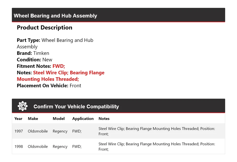 For 1997-1998 Oldsmobile Regency FWD Wheel Bearing and Hub Assembly Front Timken - Image 2 of 4