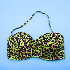 Victorias Secret 32C Green Underwired Bikini Top Halter Padded Push Up Swimwear