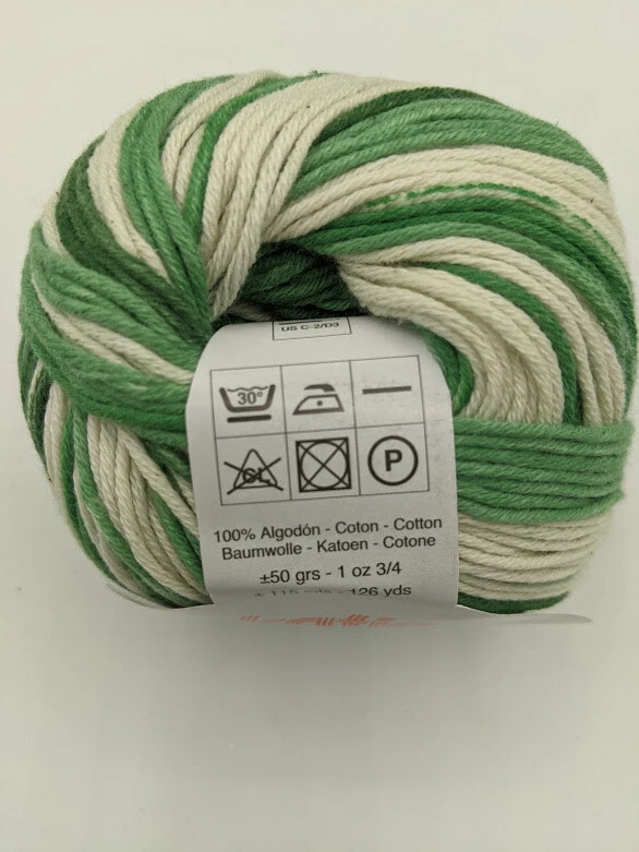 Lot Katia Bora Bora #103 Green White Light Worsted Aran Yarn Cotton 50gr 126yd - Image 2 of 4