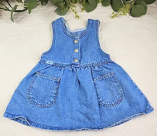 VTG Lee Girls Baby Denim Dress Size 2T Made in USA 100% Cotton Dress Rainbow