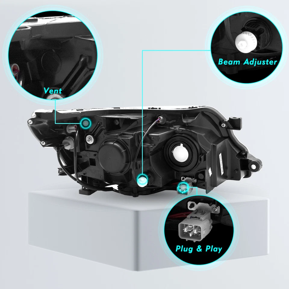 For 2009-2013 Subaru Forester Halogen Black Headlights Assembly Left+Right 09-13 - image 4 of 4