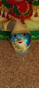 Rare Antique Christmas Ornament Blue German Glass Santa face Googly Eye Wiskers