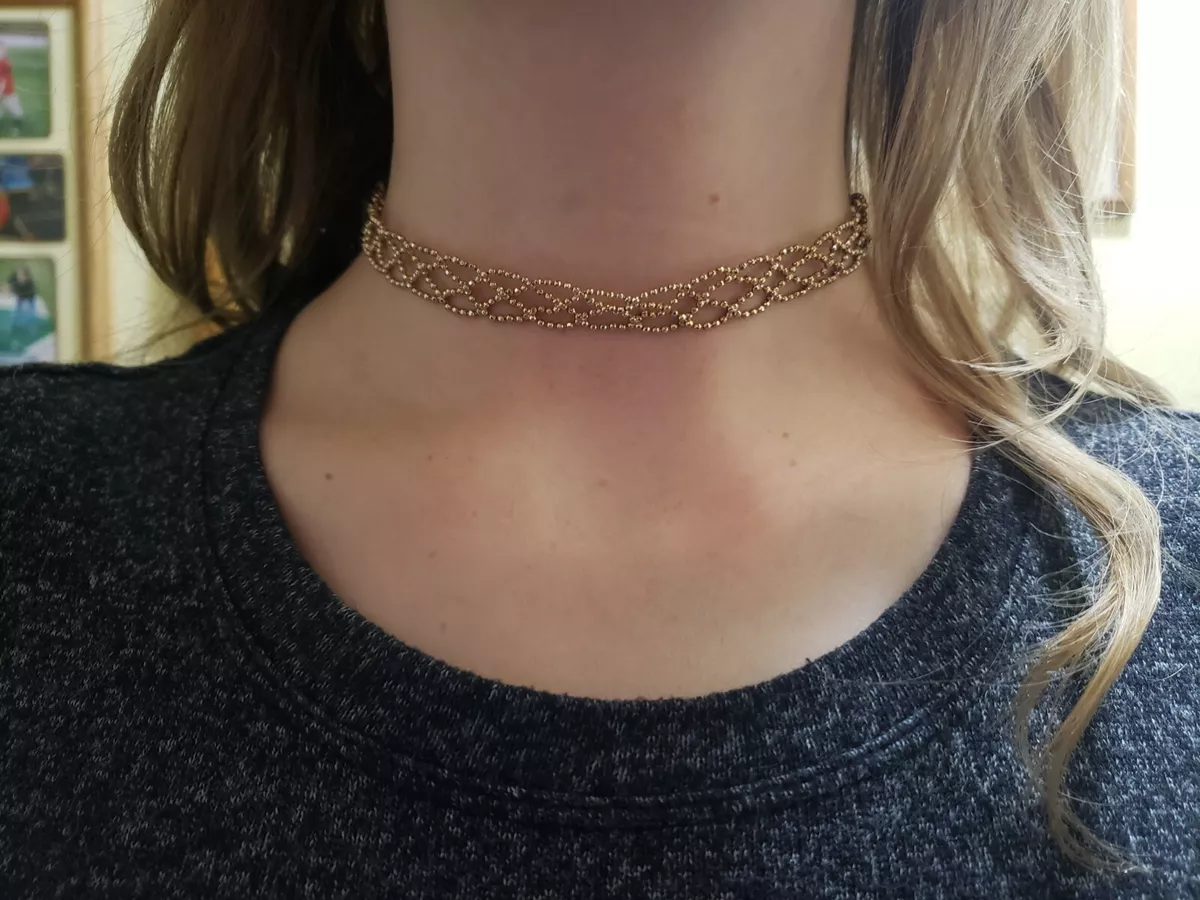 Gold Tone Lacey Choker Necklace