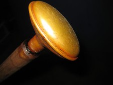 MW.311M: ANTIQUE GOLD OVAL TOP ON ASH WOOD WALKING STICK CANE