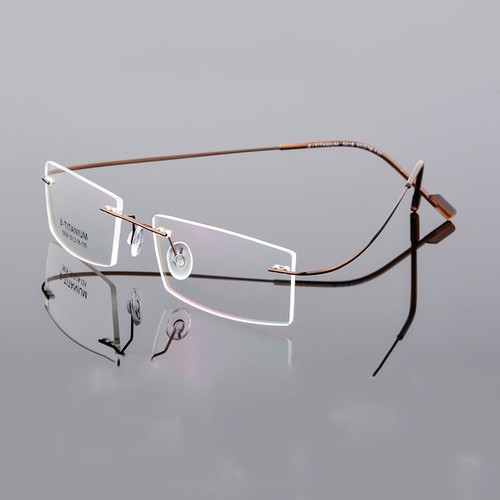 Metal Square Anti Blue Light Nearsighted Glasses Unisex Rimless Myopia Glasses - Picture 24 of 33