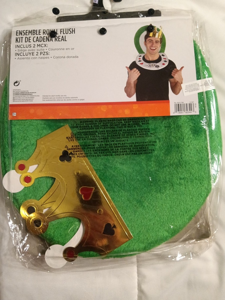 Royal Flush Costume Kit Toilet Seat Crown Casino Cards Poker NIP