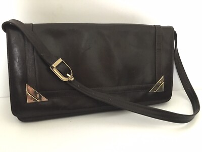 Handtasche True Vintage Mid Century Leder goldfarbene Beschläge verstellbarer Riemen 60er
