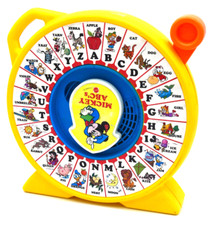 Vintage 1982 See N Say Mickey ABC Mattel Tested Works Spin Yellow Plastic Toy