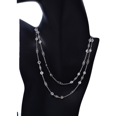 Platinum 22ct Diamond By The Yard Necklace