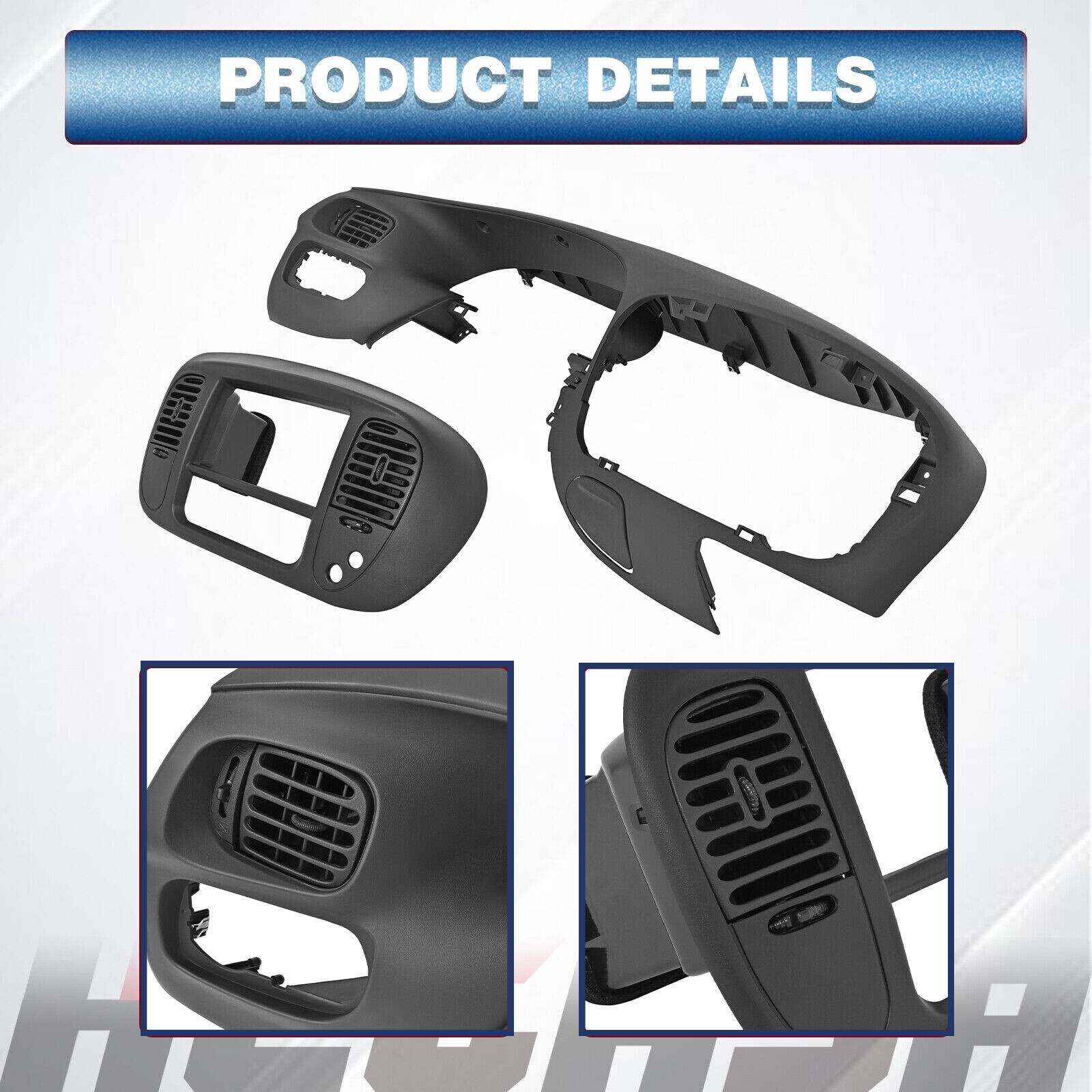 For 97-03 Ford F150 Dash Pad Bezel & Center Dash Radio Bezel W/ Air Vent Black