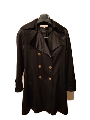 Vintage Via Spiga Trench Coat Double Breasted Black Jacket Women's size  - Main Image