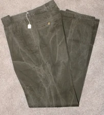 Corbin Threads Mens OLIVE DISTRESSED Pants Size 30 x 36 Pleated Vintage NWOT