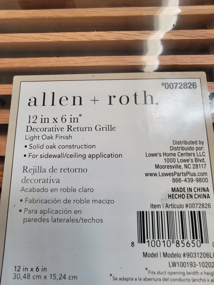 Allen+Roth 12-in x 6-in Wood Light Oak Sidewall/ Ceiling Grille - Image 4 of 4