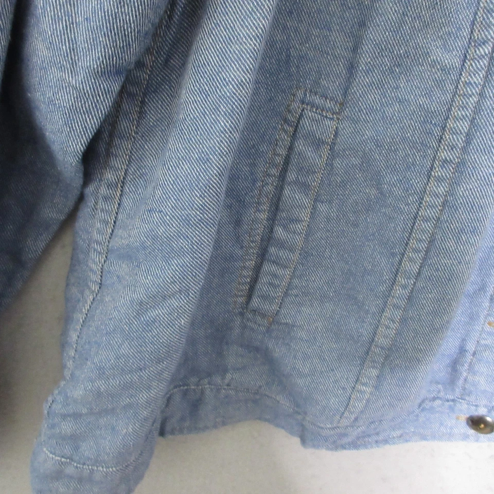 Chaqueta de lino XL azul mezcla de lino Lagenlook cápsula costera bolsillos atemporales boho Foto 3 de 4