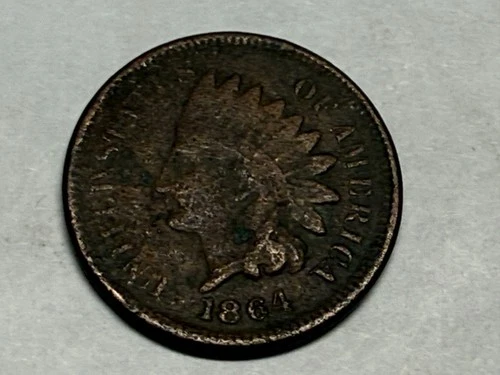 1864 bronze INDIAN HEAD U.S. Cent. Civil War era. Fine-VF, porous. #m34