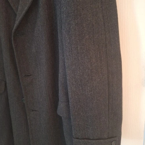 Vintage 1940-50s Michael Stern Men Charcoal Cheviot Wool Overcoat Cascade Est48R image 7