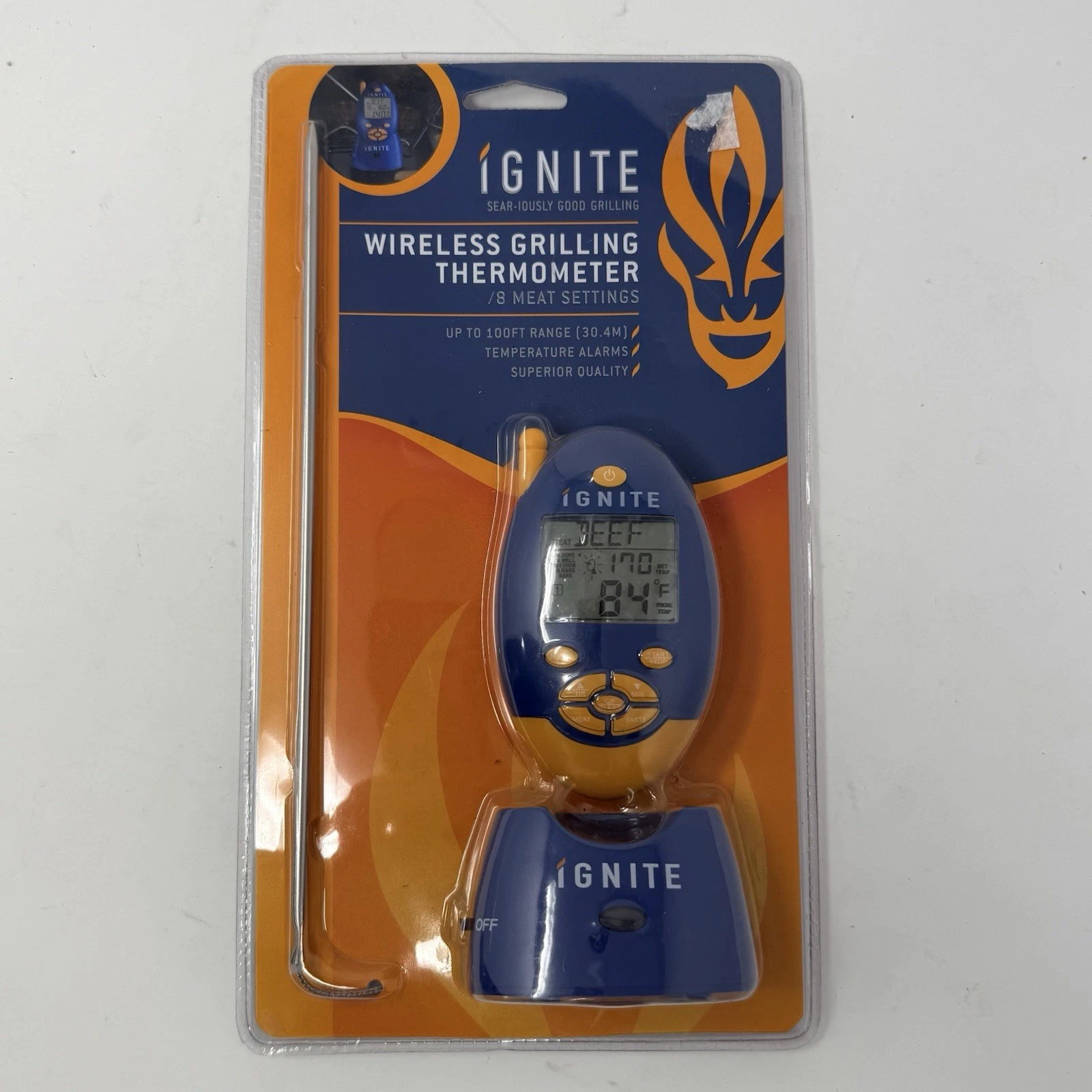 Ignite Wireless Grilling Thermometer 8 Meat Settings Up to 100 Ft Range - Alarms
Opens in a new wind