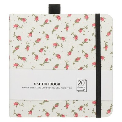 5.1x5.1'' Watercolor Sketchbook, 20Sheet 300GSM/203lb, Red Flower