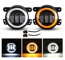 4"INCH Round LED Bumper Fog Lights DRL For 2007-2013 GMC Sierra 1500 2500 3500
