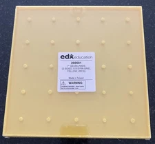 edx 2-Sided 7" Yellow Geoboards Set 5"x5" Grid, 2 With Rubber Multicolor Bands
