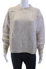 FRNCH Women Beige Pullover Sweater Heart Crew Neck Size S