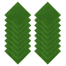 16 Pcs Artificial Green Moss Turf Mats For Crafting Faux Moss Sheets 15cmx15cm