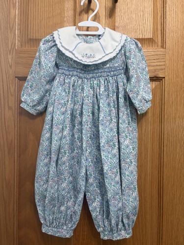VTG 80s-90s Carriage Boutiques by Friedknit Creations Smocked Floral Romper 18m