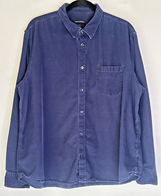 Les Essentiels De Monoprix Corduroy Shirt Men s XXL Navy Faded Workwear