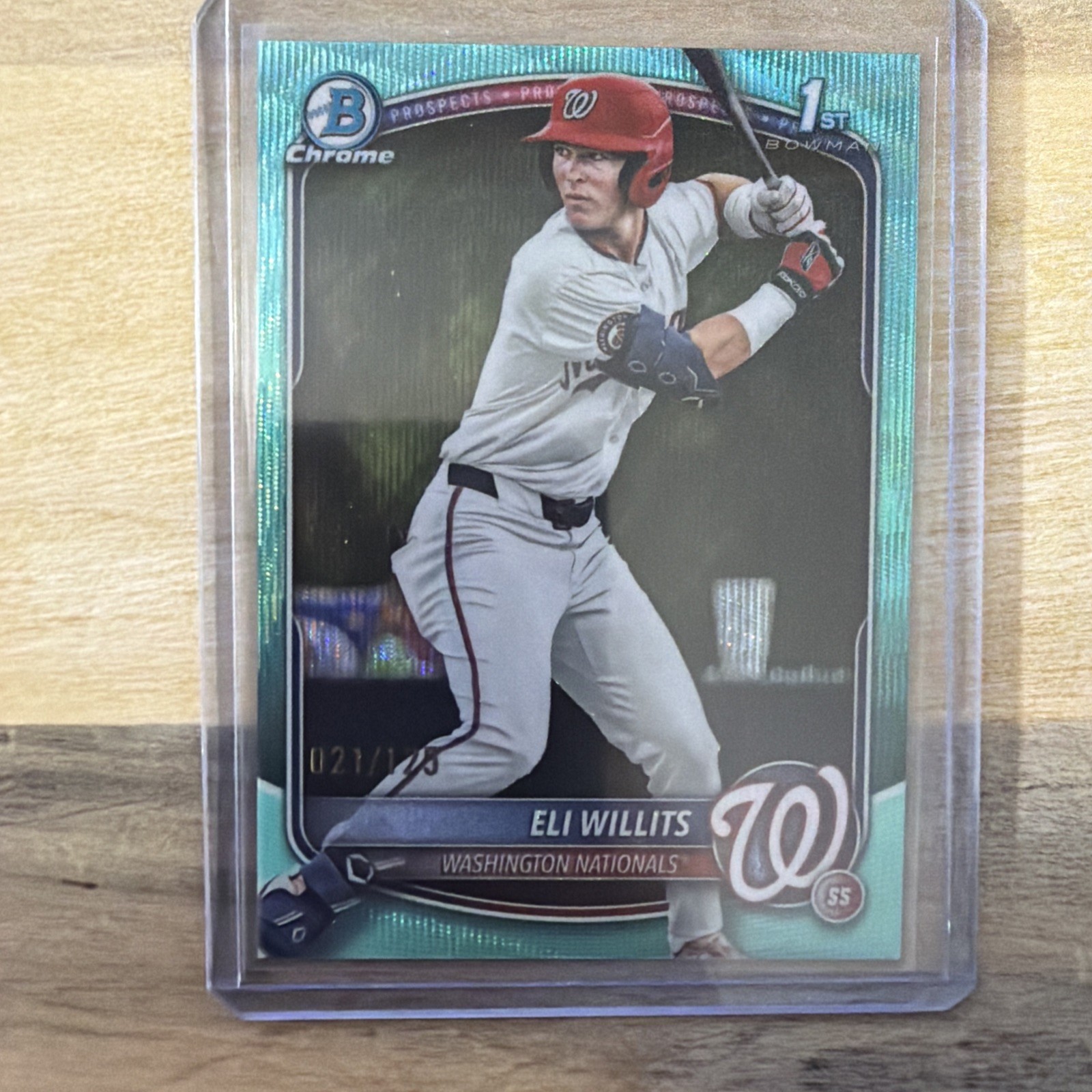 Eli Willits 2025 Bowman Chrome Draft #BDC-1 Aqua Wave Refractor 1st RC /125