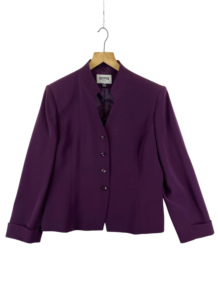 Kasper Petite Skirt Suit Set Women's Purple 14P Two Piece Blazer & Skirt Career - Image 2 of 4