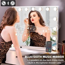 Large Hollywood Vanity Mirror Bluetooth Touchscreen 15 Dimmable LED Bulb 46*58cm