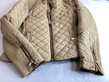 Zara Full Zip Jacket Large Tan Fits See Measu...