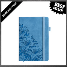 Hardcover Leather Journal Notebook A5 200 Pages Blue Floral Writing Diary for