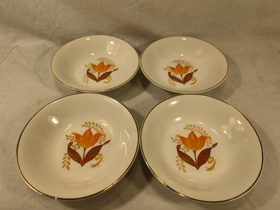 4 Vintage Tulip 22k Gold Dessert Bowls USA